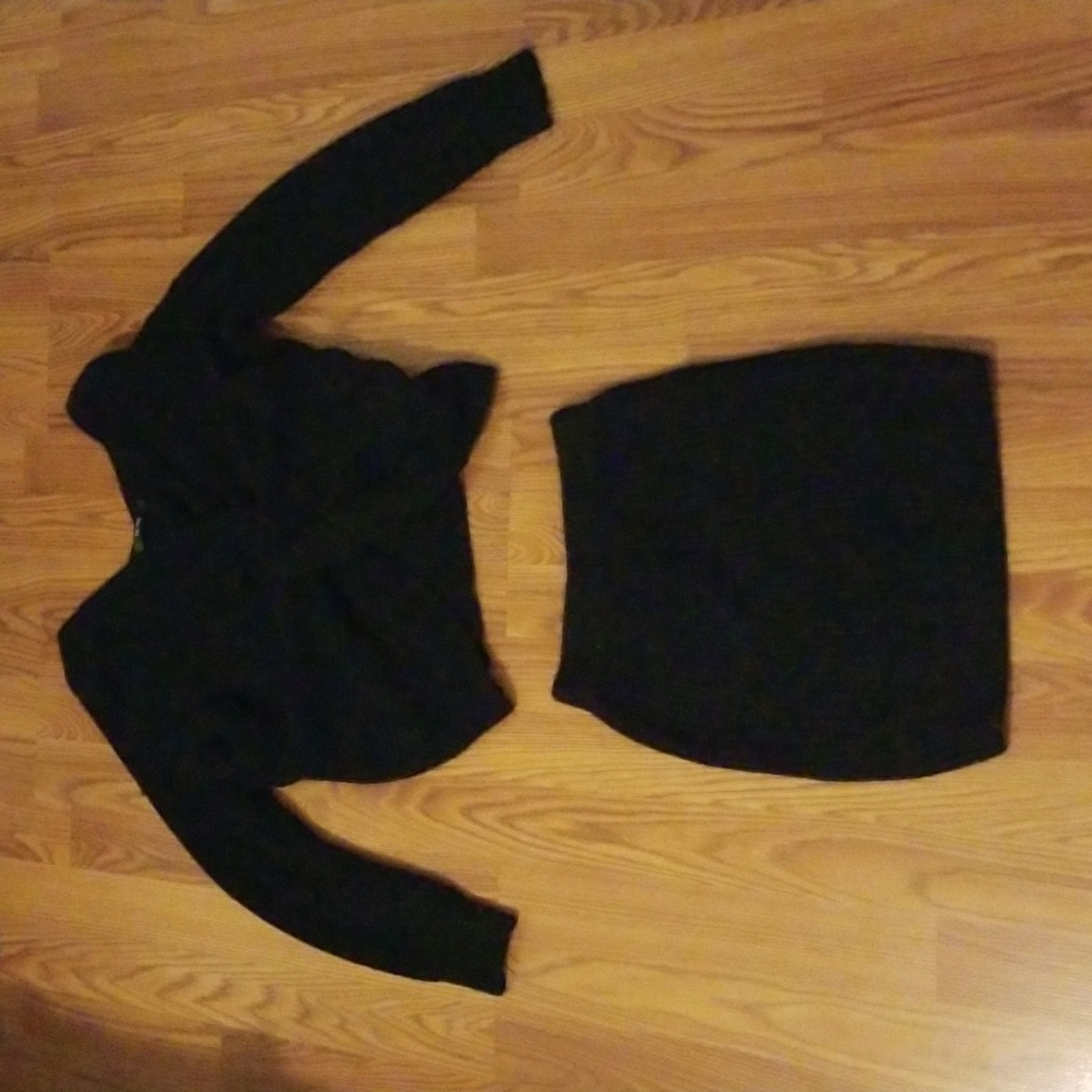 Black Sweater Skirt Set